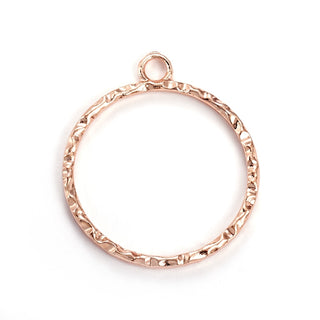 Zinc Alloy Open Back Bezel Pendants, Ring/Circle, Rose Gold Color, 28x24x2mm, Hole: 2.5mm.(Packed 2) )