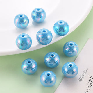 Opaque Acrylic Beads, AB Color Plated, Round, 15mm, Hole: 2.8mm.   (Packe 20 Beads).  *See Color Options