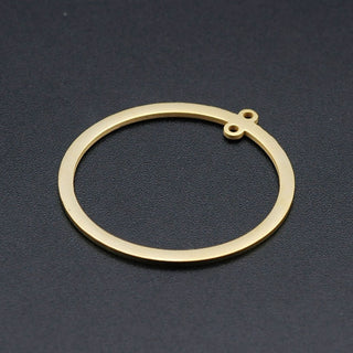 201 Stainless Steel Links, For Earring Making, Ring, Laser Cut, Real 18K Gold Plated, 31.5x30x1mm, Hole: 1.2mm(Packed 2)