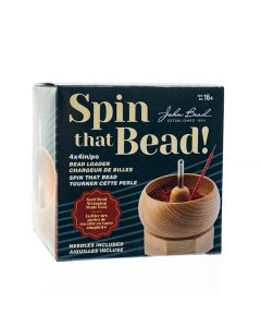 Spin That Bead! Bead Spinner. 4x4". Wood. (Mini).  Includes 2 Needles.