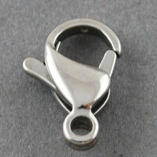 304 Stainless Steel Lobster Claw Clasps, Parrot Trigger Clasps, Manual Polishing, 11x7x3.5mm, Hole: 1mm. (Packed 10 Clasps)