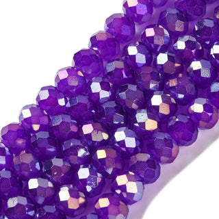 Baking Electroplate Glass Beads Strands, AB Color, Faceted, Round, Blue Violet, 6x5mm, Hole: 1mm, about 42 pcs/strand,