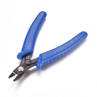 45# Carbon Steel  Basic Value Crimping Pliers.  Blue Plastic Handle, 129.5x80.5x8.5mm.
