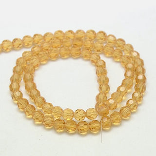 4mm Faceted Round Crystals *Golden Flax   (approx 90 beads per 15" Strand)