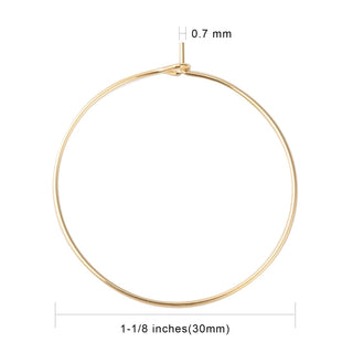 316 Stainless Steel Wine Glass Charm Rings/ Hoop Earrings. (Golden Color) .18k gold plated.  21 Gauge, 35x30x0.7mm (Packed 10)