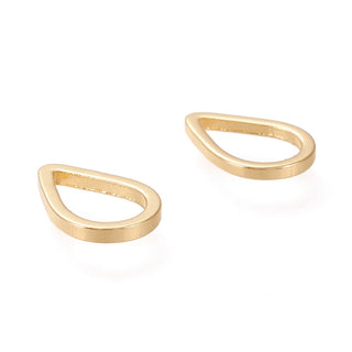 Brass Linking Ring, Teardrop, Real 18K Gold Plated, 10.3x7x1mm, Inner Diameter: 7.5x5mm (Packed 2)