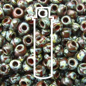 11/0 Miyuki Round Seed Beads (Picasso Transparent Red Brown)  *approx 23 gram tube