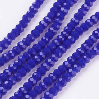 Imitation Jade Glass Beads Strands, Faceted, Rondelle, Blue, 3x2mm, Hole: 0.5mm.  Approx 145 Beads.