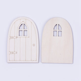 Wooden Fairy Door Decoration, Antique White, 9.9x6.75x0.2~0.3cm.   Sold Individually