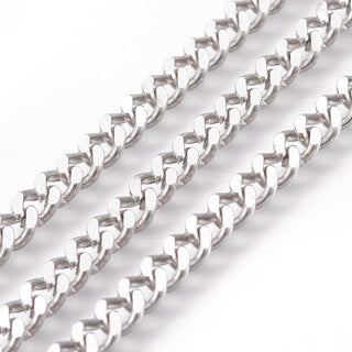 304 Stainless Steel Twisted Chains Curb Chain, Unwelded, Stainless Steel Color, 6x4x1.2mm...  1 RollSold by the Foot