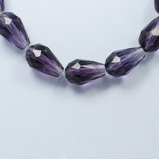 Glass Beads Strands, Faceted, Drop, Indigo Purple, 11x8mm, Hole: 1mm,  (approx 25 Beads)