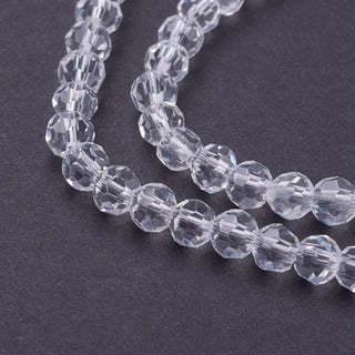 4mm Faceted Round Crystals *Clear (approx 100 beads per 15" Strand)