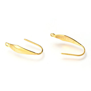 316 Stainless Steel Earring Hooks, with Vertical Loop, Ear Wire, Real 18K Gold Plated, 20.5x4.5mm, Hole: 1.2mm.  (Packed per set/ 2 ear wires)