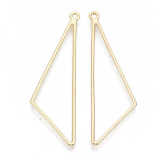 Alloy Open Back Bezel Big Pendants, Triangle, Light Gold Color, 57x17.5x1.5mm, Hole: 1.6mm (Packed 2) )