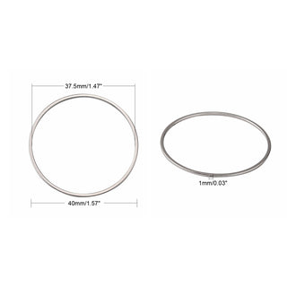 304 Stainless Steel Closed Ring, Stainless Steel Color, 40x1mm, Inner Diameter: 37.5mm.  Packed 10 Rings.