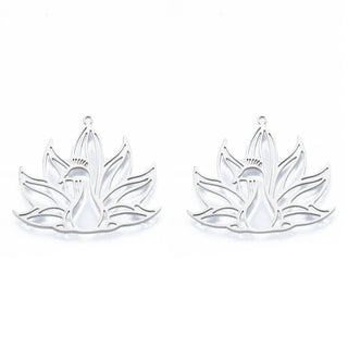 201 Stainless Steel Pendants, Outline Charm/ Frame, Peacock, Stainless Steel Color, 34.5x39.5x1mm, Hole: 1.5mm  (Packed 2)