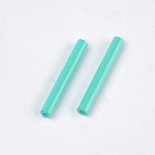 Bugle Beads (Glass)15~15.5x2mm, Hole: 0.8mm.  (approx 15gr)  *Opaque Turquoise