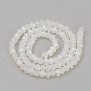 Crystal (Chinese) *Faceted Rondelle  (Clear Matte with AB Finish)  4 x 3mm.   Approx 150 Beads