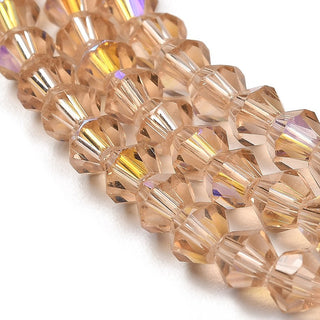 Transparent Electroplate Glass Beads Strands, AB Color Plated, Faceted, Bicone, Goldenrod, 3 mm, Hole: 0.7mm, about 145~150pcs/strand