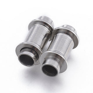 304 Stainless Steel Magnetic Clasps, Column, Stainless Steel Color, 15.5x8x8mm, Hole: 4mm.  *Sold Individually.