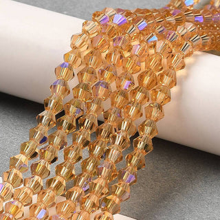 Transparent Electroplate Glass Beads Strands, AB Color Plated, Faceted, Bicone, Peru, 2.9~3.3x2.5mm, Hole: 0.7mm, about 145~150pcs/strand,