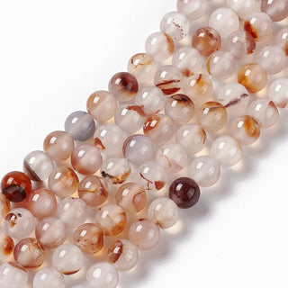 Natural Agate.  Round, Sandy Brown and Natural Clear, 8mm, Hole: 1.2mm,  Approx 50 Beads.
