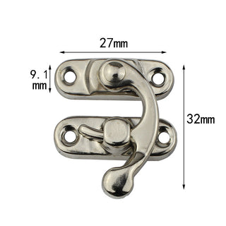 Wooden Metal Box Lock Catch Clasps, Jewelry Box Latch Hasp Lock Clasps, Silver, Overall Size: 3.2x2.7cm (*Packed 10)