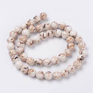 Sea Shell & Howlite Beads.  8mm.  Round.  (Approx 50 Beads).  *See Drop Down for Color Options.