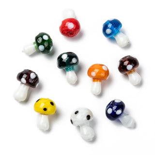 Handmade Lampwork Beads, Mushroom, 19x14.5mm, Hole: 2mm.  (5 Random Mixed Color Beads)