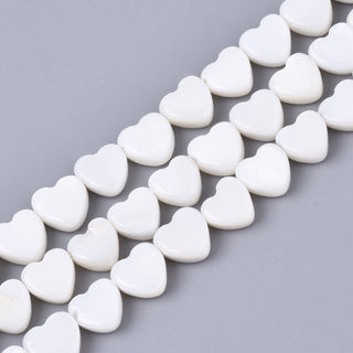 Natural Freshwater Shell Beads Strands, Side Drilled Beads, Heart, Creamy White, 6x5.5x2.5mm, Hole: 0.7mm, about 60 Beads.