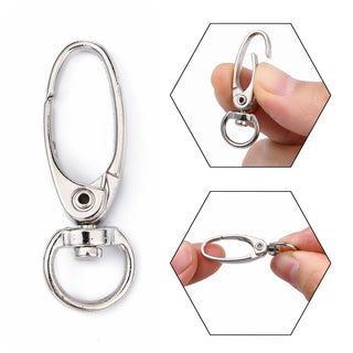 Iron Swivel Snap Hooks Clasps, Jewelry Findings, Platinum, 37x13.5mm, Hole: 10x5mm.  (Packed 5 Clasps)