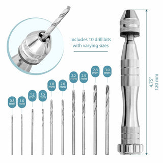 CRAFT DRILL SET 10PCS .8-3MM DIAMETER.