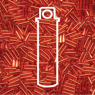 BUGLE #2 (6MM).  Miyuki (JAPANESE). Silver Lined Red  -APRX 17GM/TB