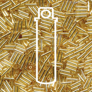 BUGLE #2 (6MM).  Miyuki (JAPANESE).  S/L (silver Lined)  GOLD-APRX 17GM/TB