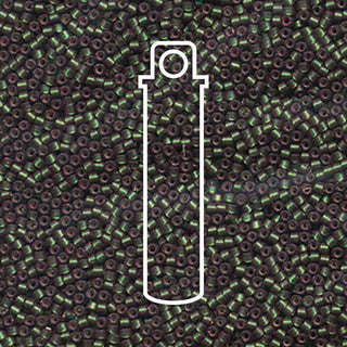 Delica  (Size 11)  (Semi Matt Silver Lined Dark Grey/ Gray Dyed Green ) *DB690