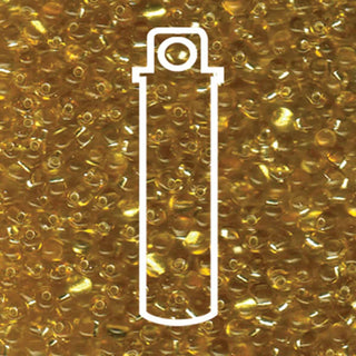 Miyuki DROP.  3.4MM.   TRANS SILVER LINED GOLD.  25GM TUBE.