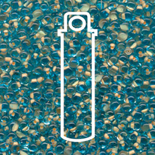 Miyuki DROP.  3.4MM.  Peach Lined Light Blue.  25GM TUBE.