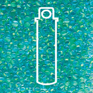 Miyuki DROP.  3.4MM.   MINT GREEN LINED LIGHT BLUE.  25GM TUBE.