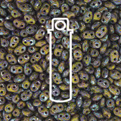 SuperDuo *Opaque Green Picasso   (Czech)  2.5 x 5mm  *22 gr tube.