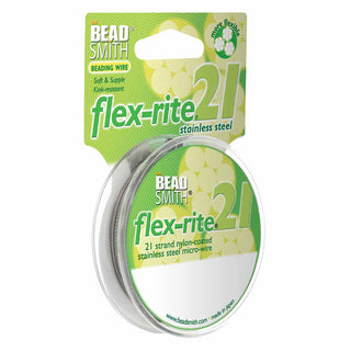 Flex-rite (BEAD STRINGING WIRE) *21 Strand (30 FT)  Clear  (.018 in/ 0.45mm) Nylon Coated Stainless Steel Micro-Wire.