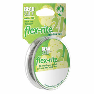 Flex-rite (BEAD STRINGING WIRE) *21 Strand (30 FT)  Clear  (.020 in/ 0.50mm) Nylon Coated Stainless Steel Micro-Wire.