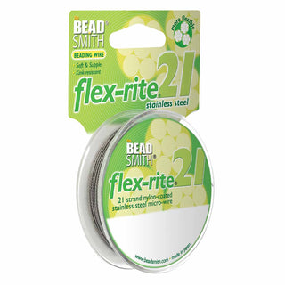 Flex-rite (BEAD STRINGING WIRE) *21 Strand (30 FT)  Clear  (.024 in/ 0.60mm) Nylon Coated Stainless Steel Micro-Wire.