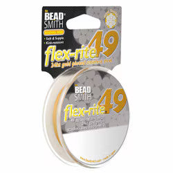 Flex-rite (BEAD STRINGING WIRE) *49 Strand (10 FT)  24kt Gold Plate  (.014 in/ 0.35mm) Nylon Coated 24Kt Gold Plated Stainless Steel Micro-Wire.