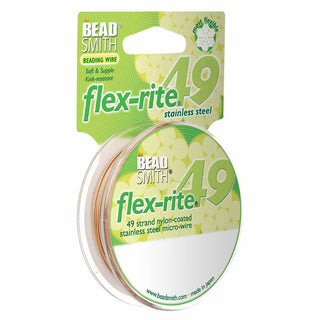 Flex-rite (BEAD STRINGING WIRE) *49 Strand (30FT)  ROSE GOLD  (.024 in/ 0.60mm)
