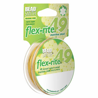 Flex-rite (BEAD STRINGING WIRE) *49 Strand (30FT)  METALLIC GOLD  (.024 in/ 0.60mm)