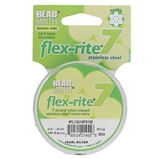 Flex-rite (BEAD STRINGING WIRE) *7 Strand.  Pearl Silver  *See Size Options.