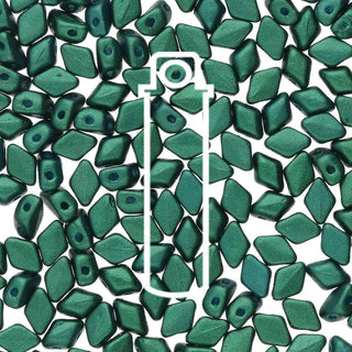 11/0 Czech (MINI) Gem DUO. 6x4mm.   (Shine Dark Green)  *approx 8.5 gram tube