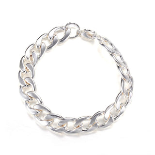304 Stainless Steel Curb Chain Bracelet, with Lobster Claw Clasp, Silver Color Plated, 8-1/4 inch(210mm), 12mm.