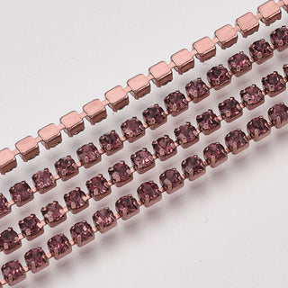 Electrophoresis Iron Rhinestone Cup Chain. Strass Chain , 2 - 2.1mmmm.  *Sold by the ROLL. 10 YARDS/ 30 Feet.  *See Color Options.