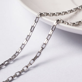 Tarnish Resistant 304 Stainless Steel Venetian Chains, Box Chains, Unwelded, Rectangle, Stainless Steel Color, 4x2x1mm.  Sold by the Foot.